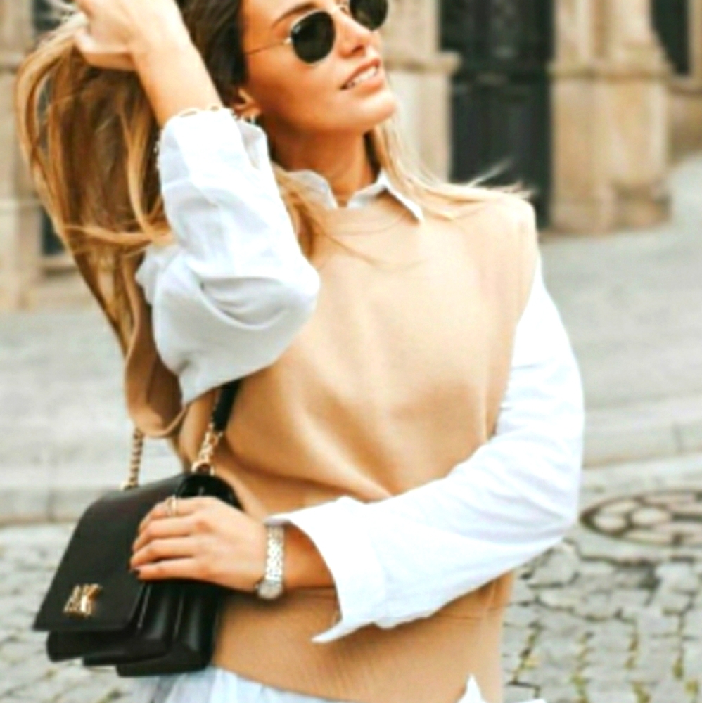 ZARA soft feel shoulder pad tan top S